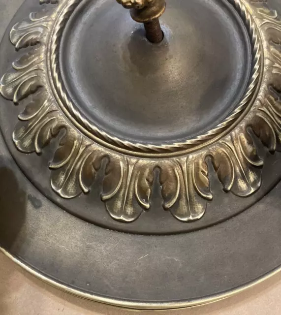 Antique Ceiling 3 Light Brass Vtg. Fixture Flush Art Nouveau Restored WORKS!