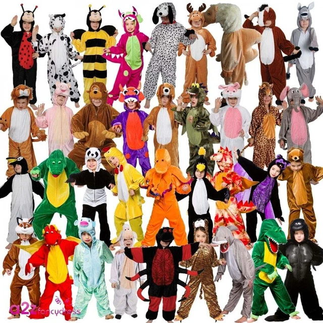 KIDS JUNGLE ANIMAL Jumpsuits Boys Girls Book Day Zoo Wildlife