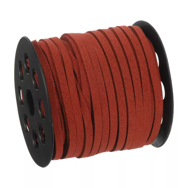 Suede Cord, 49.21 Yards 5mm Flat Leather Thread String, Wine Red 1 Roll