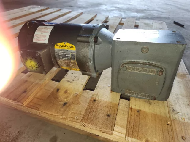 Boston Gear F721-25K-B5-G Right Angle Gearbox 25:1 Ratio W/Baldor  1/2HP Motor