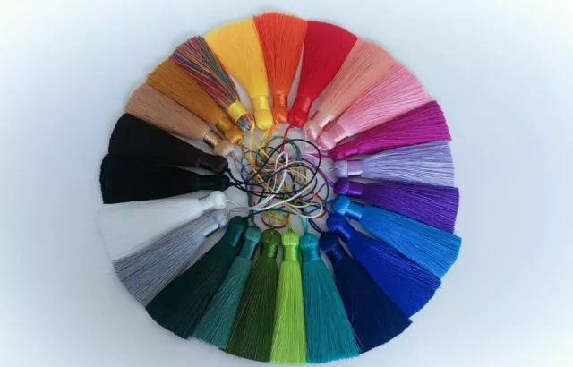 Silk Tassels 8cm 1,5cm Colours Loop Jewellery Keyrings Bag Bookmarks Crafts UK