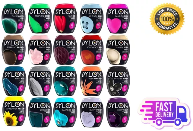 22 Colours Dylon Fabric & Clothes Dye, Dylon Machine / Hand Dye Black, Navy Blue