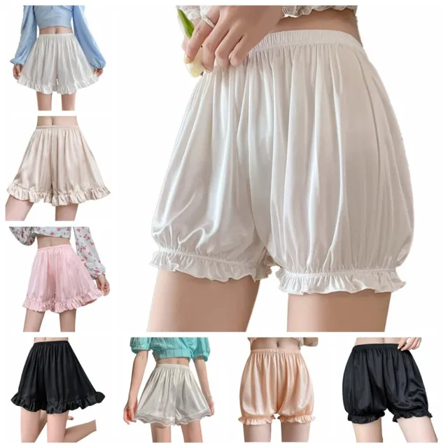 Women Vintage Bloomers Elastic Waist Lace Hem Loose Pumpkin Security Shorts