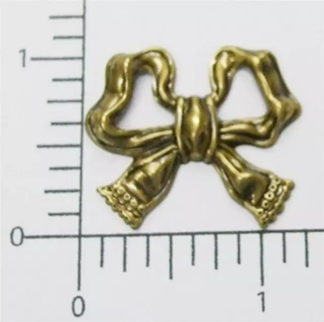 29413         2 Pc  Brass Oxidized Small Victorian Bow NR Jewelry Finding