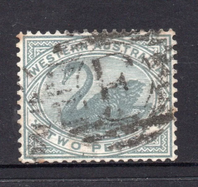 1890 Western Australia Two Pence stamp 2d Bluish-grey. Crown CA wmk. P14. SG96