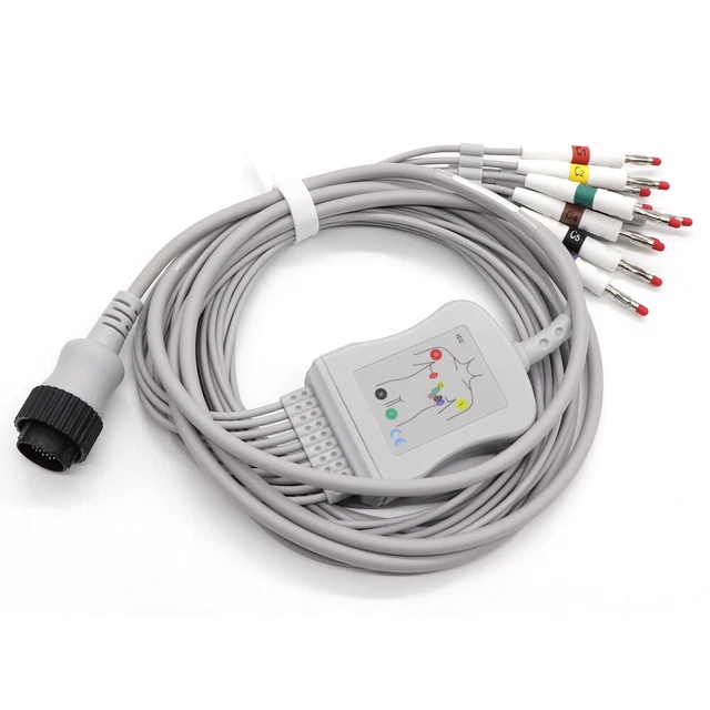 Kenz/Cardioline Remco 10-lead 16pin  ECG/EKG Cable Banana 4.0 Banana Plug 3m