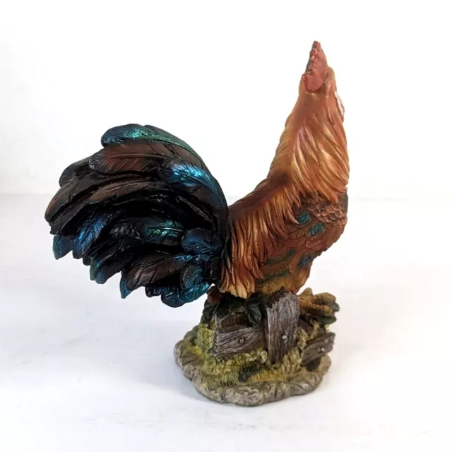 Vintage Resin Hand Painted Rooster Figurine Highly Detailed Farmhouse Style 6.5" 5