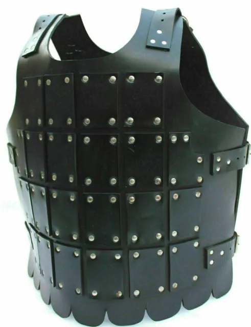 Medieval Black Knight Leather Jacket Chest Armor Jacket Larp Costume