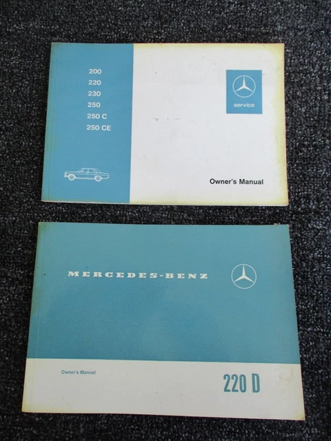 2-Vintage Mercedes - 200 D - Benz Owners Manuals -& 200-220-230-250-250c-250ce