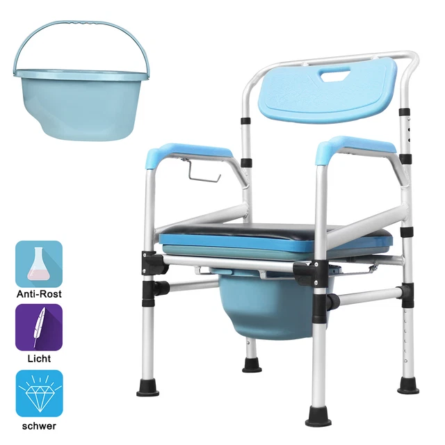 Silla de inodoro ayuda de inodoro silla de ducha asiento de inodoro respaldo cubo de inodoro azul
