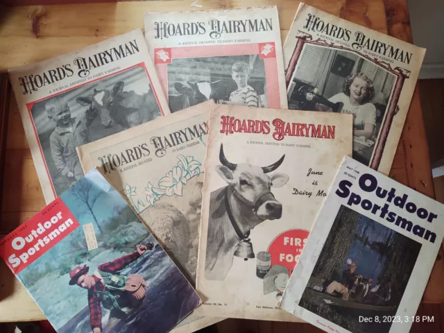 Lot of (7) Vintage Hoard's Dairyman & Outdoor Sportsman Magazines, 1947-1949