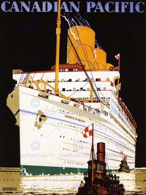 86337 TRANSPORT LINER OCEAN TUG BOAT FUNNEL CANADA Wall Print Poster Plakat