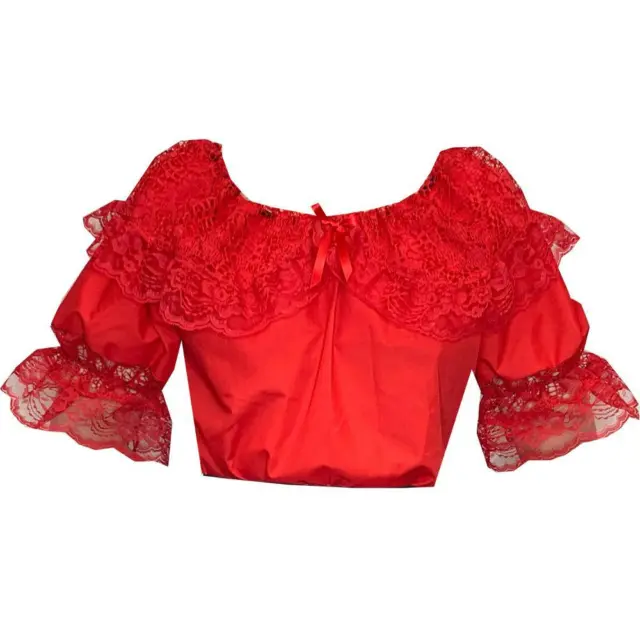 Red Lace Square Dance  Blouse-Square Up Fashions