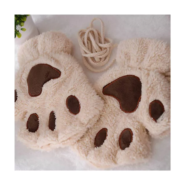 Fingerless Gloves with Style Versatile Women's Plush Cat Paw Claw Cozy Winter