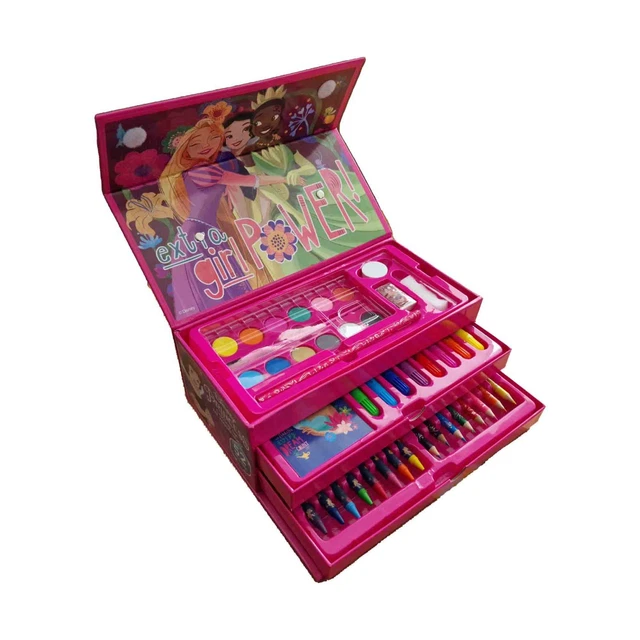 DISNEY PRINCESS COLOURING Tool Box Case Set 52 pcs Children's Arts ...