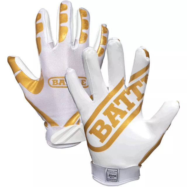 Battle Sports Receivers Ultra-Stick Football Gloves - Gold/White