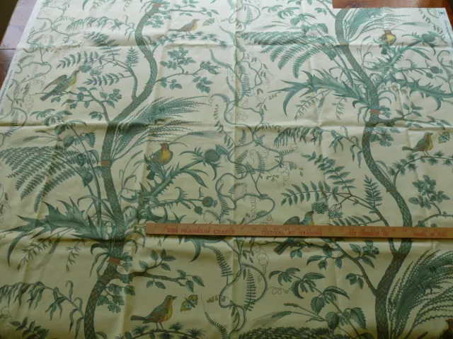 By Yd Brunschwig & Fils Bird & Thistle Screen Print Green Msrp$248/Y Br-79431