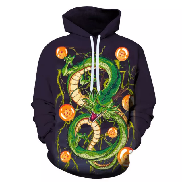 Mens Anime DBZ Shenron Goku&Vegeta Sweater Hoodies Sweatshirts Pullover XXS-6XL