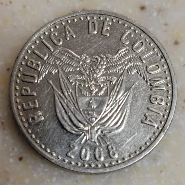 Republic Of Columbia 50 Pesos Beautiful Coin. 2008 Date.  Uncertified. Near Mint