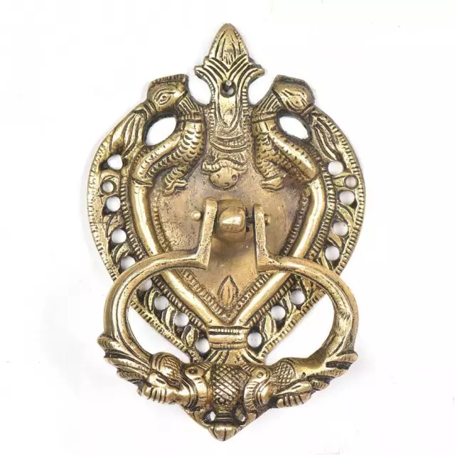 Antique Handmade Magnificient Peacock Carved Brass Door Knocker Door Bell