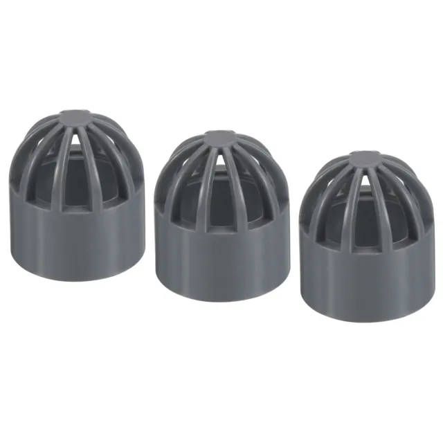 3Pcs 1/2" Atrium Grate Cover Round Outdoor UPVC Sewer Drain Pipe Fitting Gray