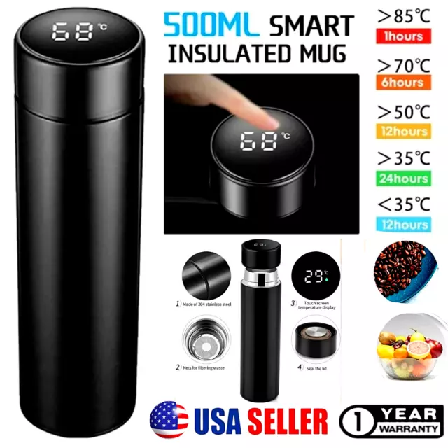 Smart Insulated Mug Stainless Steel Vacuum Cup Thermos Bottle LED Display 500ml