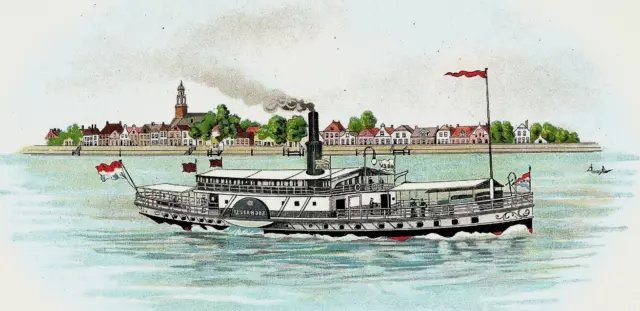 Wettig Gedeponeerd De Lekboot Cigar Box Label Vintage Holland Passenger Ship