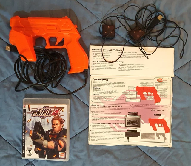 TIME CRISIS 4 Game for PS3 and Namco GCON 3 Light Gun with 2 Sensors