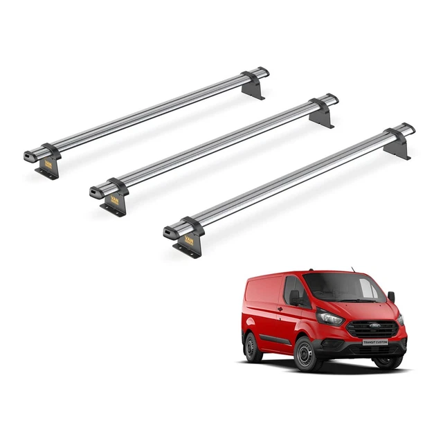 FORD TRANSIT CUSTOM Roof Rack for 2013-2024 GEN1 [H1] 3x Bars Van Guard ...