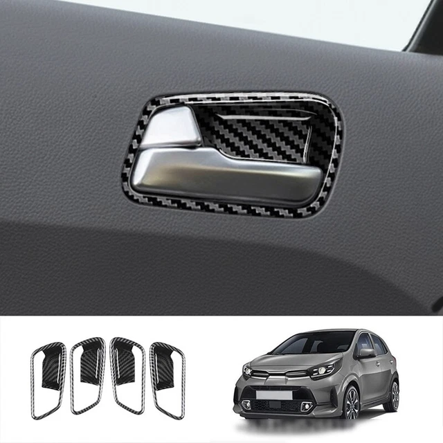 Copertura maniglia interna auto in fibra di carbonio per 2022 Morning Picanto guscio in tulle J9I3