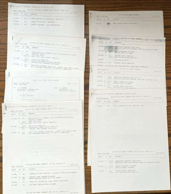 1986 NASA KSC Space Shuttle Main Engine Daily Status Report  STS-51-L Challenger