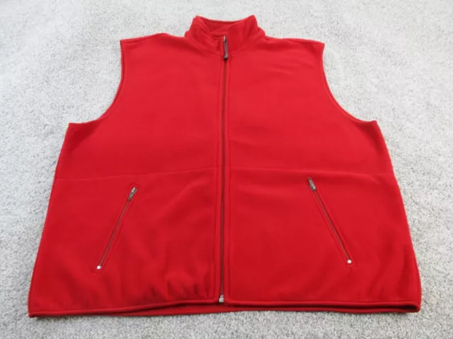 Club Room Mens Solid Fleece Full-Zip Sweater Vest Red Pockets XXL 2XL NWT