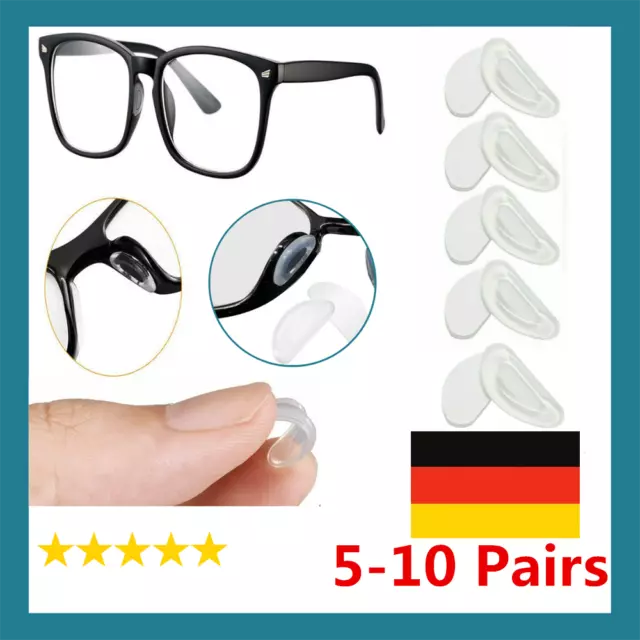 20 Stk Silikon Nasenpads Brille Selbstklebend, Anti-Rutsch Brillen Nasenpads DE