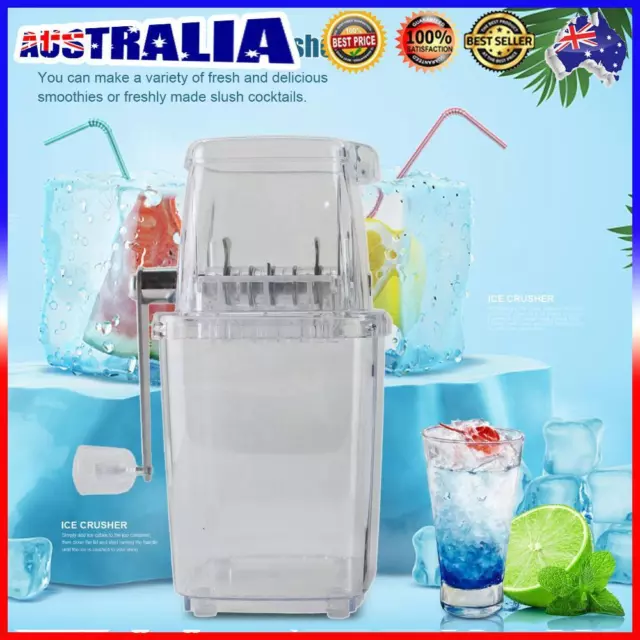 au- Hand-cranked Ice Crusher Efficient & Stable with Rubber Feet (Transparent)