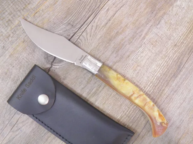 COLTELLO scuoio 27 CM SARDEGNA SARDO MANICO CORNO di muflone  ARBURESA ARBUS