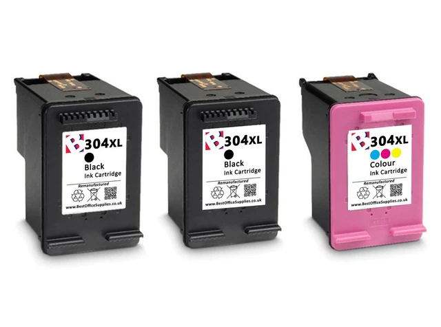 3 Cartucce per Stampante Rigenerate 304 XL Nero Colore per HP Deskjet 2620 304XL