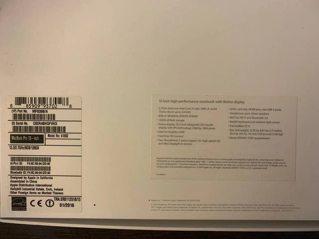 Apple MacBook Pro 13,3" (128 GB SSD, Intel Core i5 5a gen., 2,7 GHz, 8 GB RAM) 10