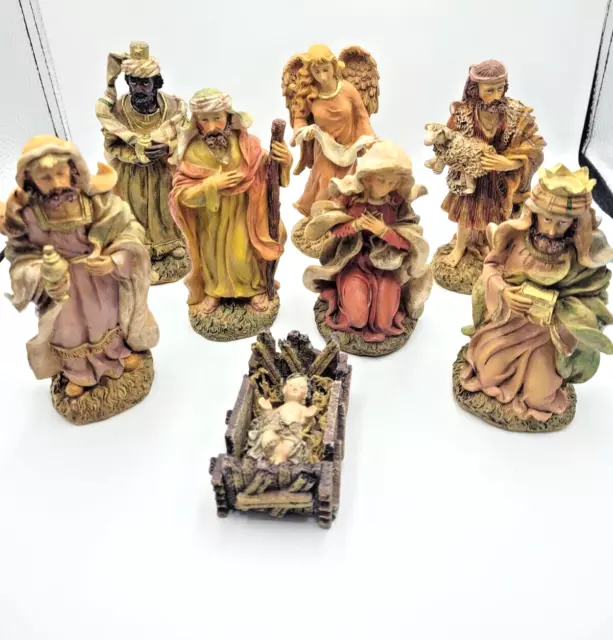 Vtg K's Collection Nativity Set: 8-Piece Figurine Set Baby Jesus, Mary, Joseph