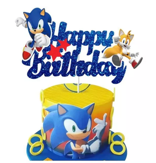 Sonic The Hedgehog Cake Topper Kids Birthday Party Decoration Image Cut Card