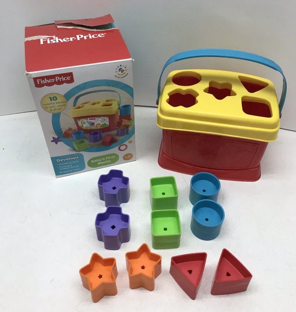 Fisher-Price Baby's First 10 Blocks Red Yellow Storage Bucket 6 Months+ K7167