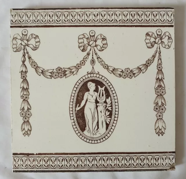 Elegant Antique English Classical Design 6 Inch Tile Musical Interest