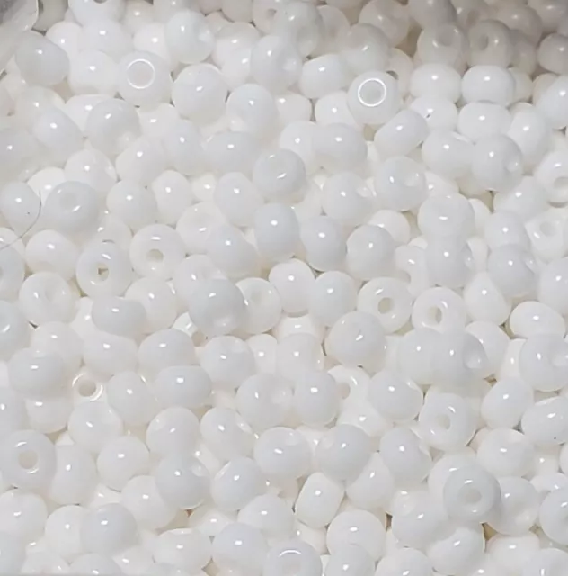 Czech Glass Seed Beads Size 8/0 " WHITE " Loose 50 Grams