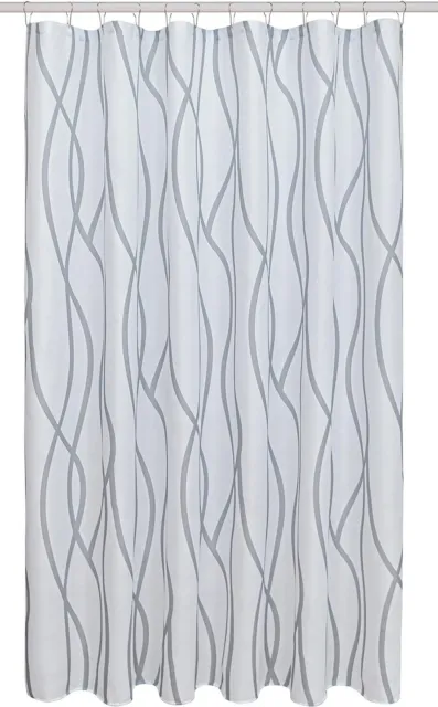 Biscaynebay Extra Long Textured Fabric Shower Curtain 72 72X84 Silver Grey