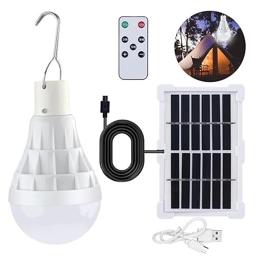 1 Jeux Solaire Ampoule Led avec Télécommande+ Câble de 25 m LED Lampes Solair...