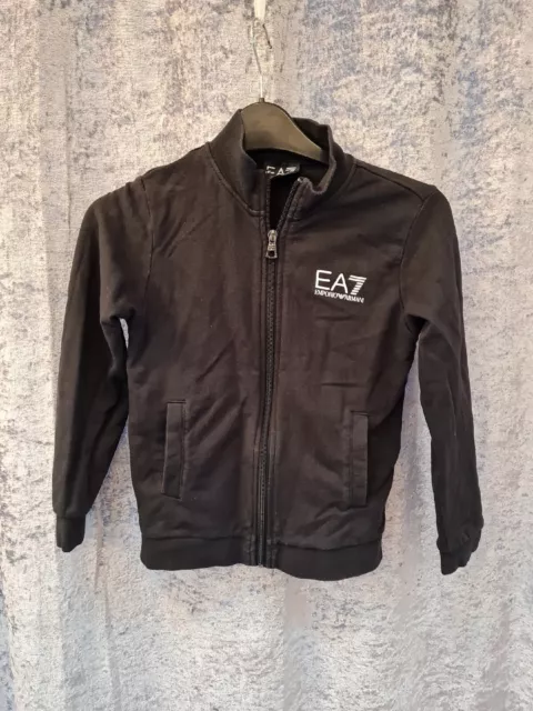 Giacca tuta da ragazzo EA7 EMPORIO ARMANI nera con cerniera taglia 8A