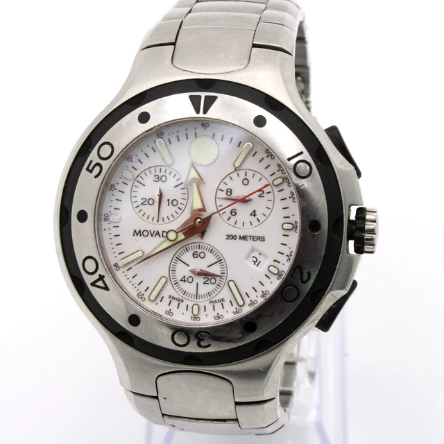 Movado Series 800 Quartz Chronograph Wristwatch Date White Dial Men's Nr Wb3-10