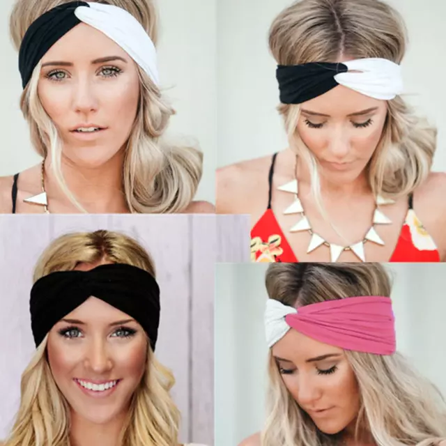 Haarband Stirnband Damen Mädchen breit Stretch Bandana Kopfschmuck Sport Knoten