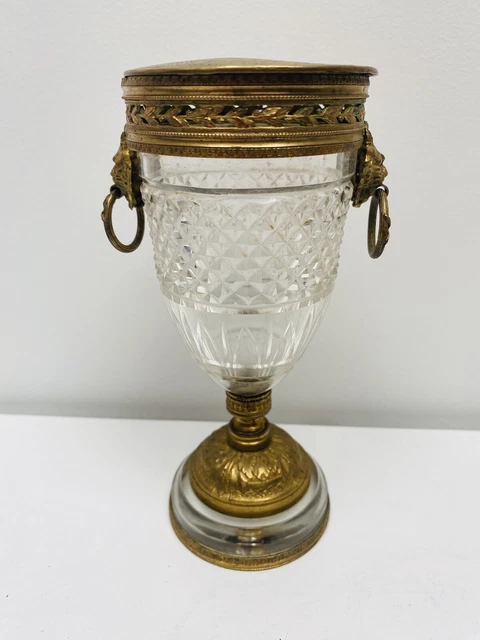 Ancien Vase Photophore Cristal De Baccarat Bronze Dore Charles X Epoque Xixeme