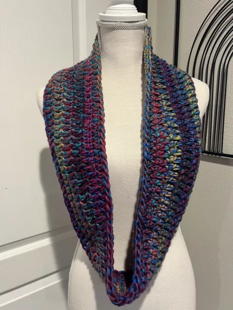 Winter Scarf Handmade INFINITY SCARF Cowl Purple Multi Soft Crochet