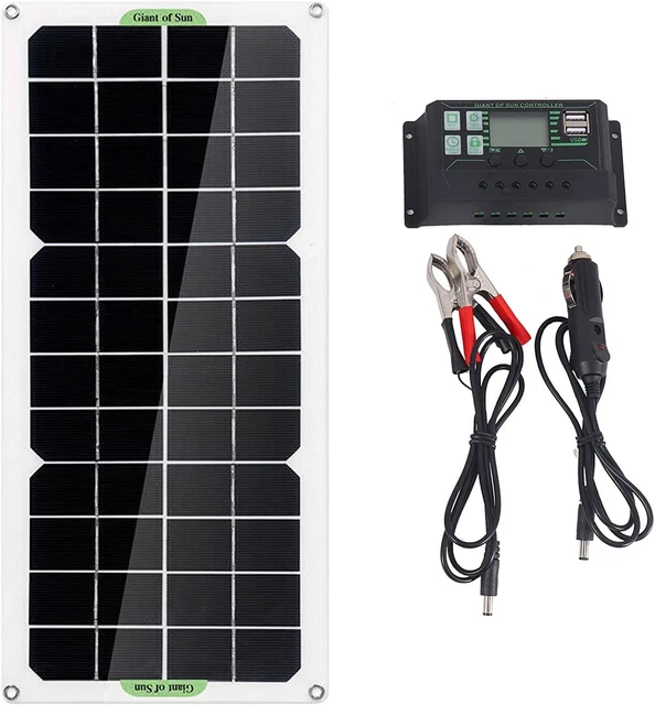Ocnvlia 30W Panneau Solaire Voiture Van Bateau Caravane Camping-Car Trickle Port